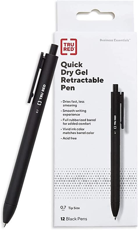 Staples Tru Red Retractable Quick Dry Gel Pens Black 0