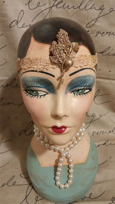 Hand Painted Brunette Mannequin Head Vintage Style Polly