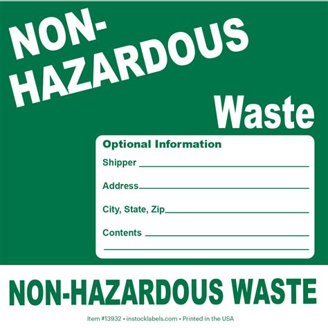 Non Hazardous Waste Warning Labels Labels Instocklabels Com