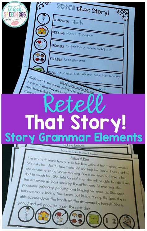 Retell That Story Story Grammar Elements Speech Language Activities