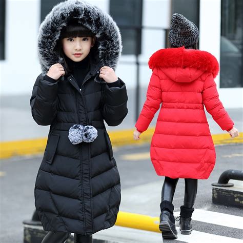 Girls Parka Coats Cotton Winter Jackets For Girls Children Clothing Fur