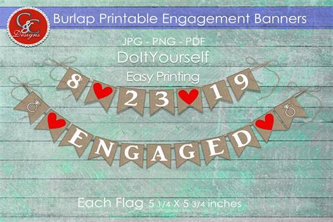 Burlap Look Engagement Banners Graphic Objects Creative Market