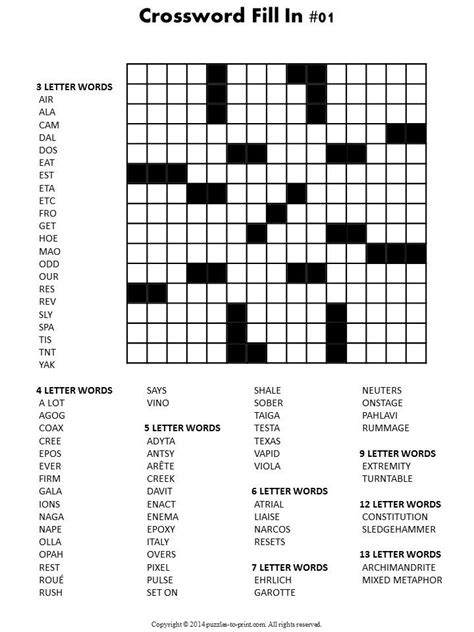 This site was created for easy printing of sudoku puzzles. Printable Fill In Puzzle Crossword Fill In Puzzles ...