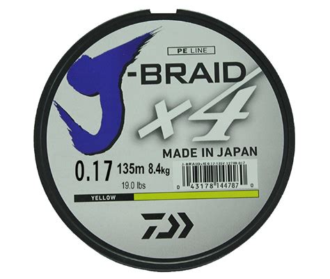 Леска плетеная Daiwa J Braid X4 135м 0 17мм желтая производитель Daiwa