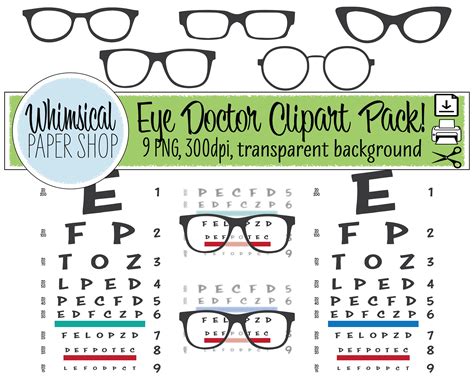 Eye Doctor Png Clipart Set Eye Chart Clipart Glasses Clipart Etsy