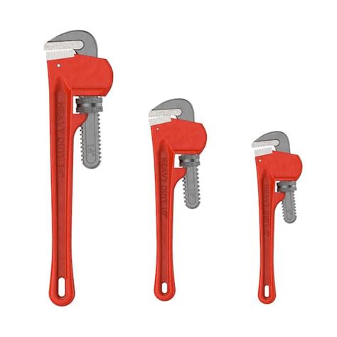 Stalwart Cast Iron Heavy Duty Pipe Wrench Set With Storage Pouch 3