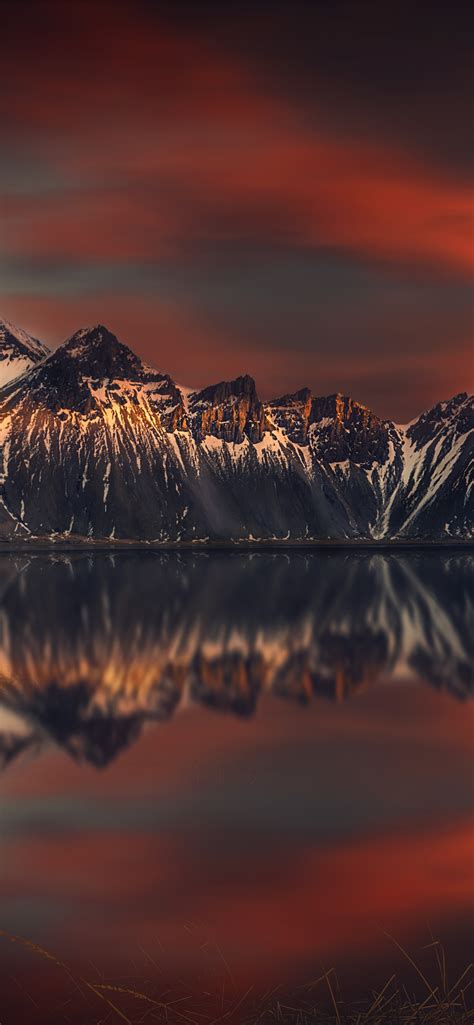 Mountains Wallpaper 4k Sunset Orange Lake Reflection Scenery