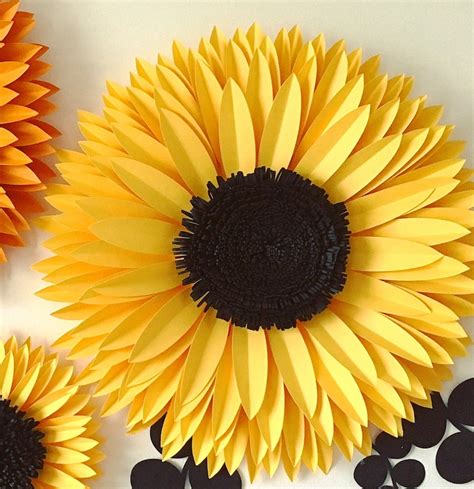 3 Piece Sunflower Paper Flower Set Large Floral Decor Etsy