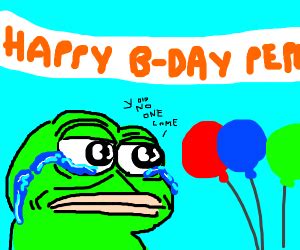 Welcome to official facebook page of pepe instagram.com/official_pepe twitter.com/officialpepe. Pepe the Frog celebrates someone's birthday! - Drawception