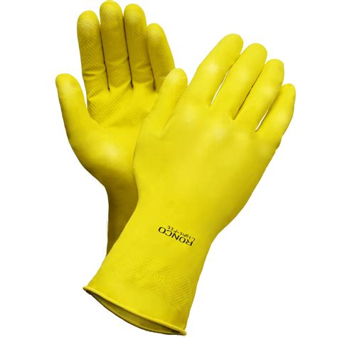 Ronco Light Fit Latex Reusable Gloves Flocked Lined Xl Yellow 12pk