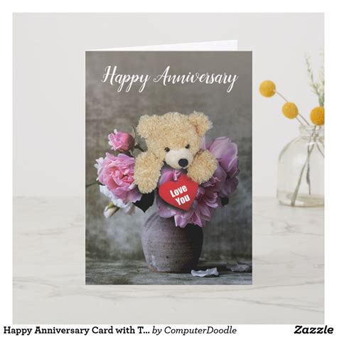Happy Anniversary Card with Teddy Bear | Happy anniversary, Happy anniversary cards, Anniversary 