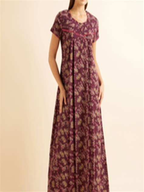 Buy Sweet Dreams Purple Floral Printed Maxi Nightdress Nightdress For