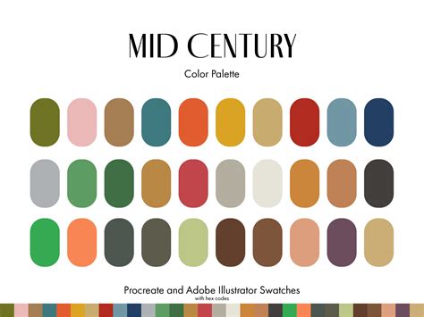 Mid Century Procreate Color Palette Ai Graphic By Arborie · Creative
