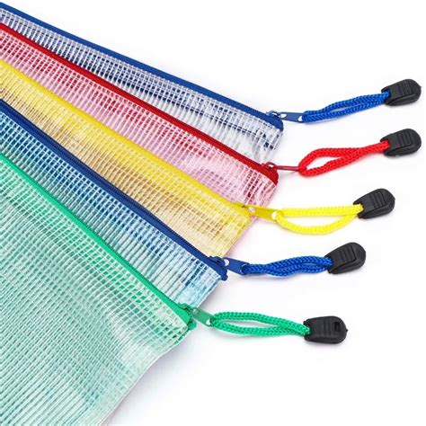 Zippered Vinyl And Mesh Documents Pouches File Bagsletter Size5 Pcs 5