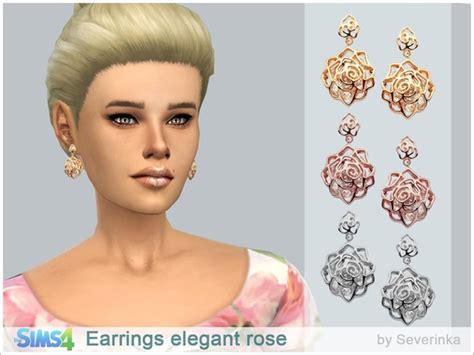 The Sims Resource Elegant Rose Earrings By Severinka • Sims 4 Downloads