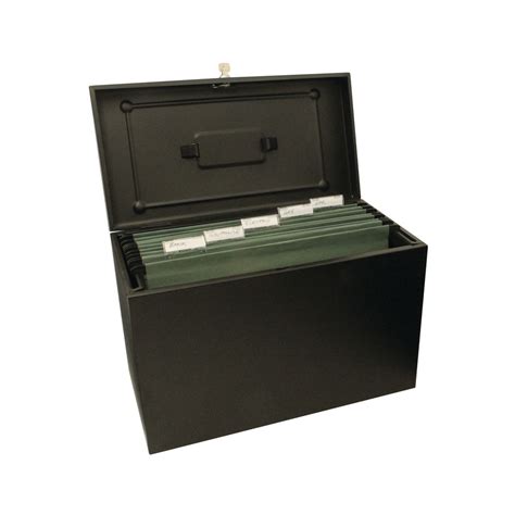 Cathedral Black Foolscap Lockable Metal Box File Hobk