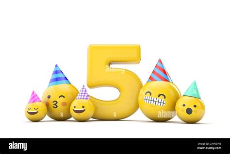 Number 5 Emoji Birthday Party Celebration 3d Render Stock Photo Alamy