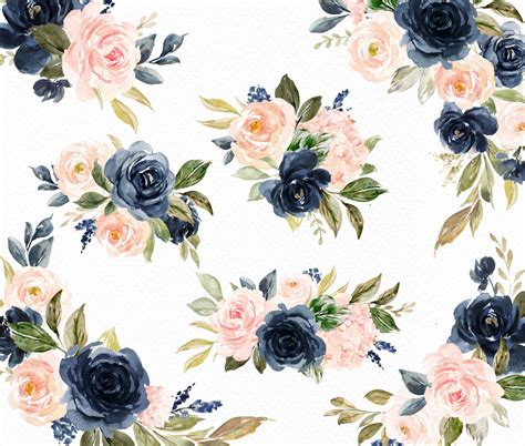 Find & download free graphic resources for navy blush flowers. Watercolor floral Clip Art-Blush & Navy/Small Set/Individual PNG files/Hand Painted/wedding ...
