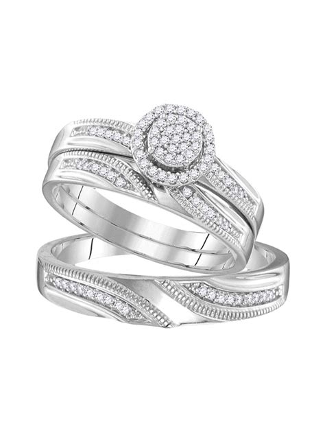 Aa Jewels Solid 925 Sterling Silver His And Hers Round Diamond
