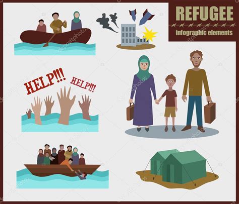 Elementos De Infografía Vectorial De Refugiados Conjunto De Iconos Planos Diseño De Personajes