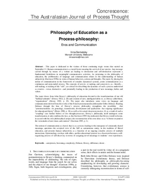 (PDF) Philosophy of Education As a Process-Philosophy ...