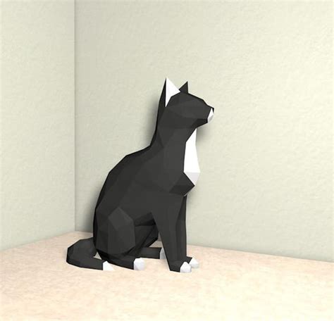 3d Papercraft Cat Cat 3d Pdf Templatepapercraft Animals Etsy Paper