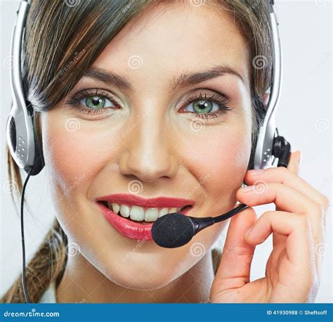 Customer Support Operator Close Up Portrait Call Center Smili Stock Photo Image Of Background