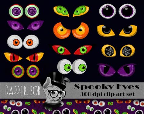 Halloween Spooky Scary Eyes Digital Clip Art Elements For Etsy