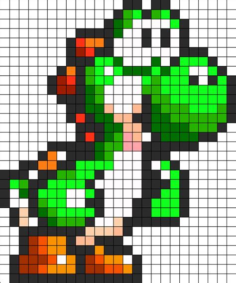 8bit Green Yoshi Perler Bead Pattern Bead Sprite Pixel Art Perler