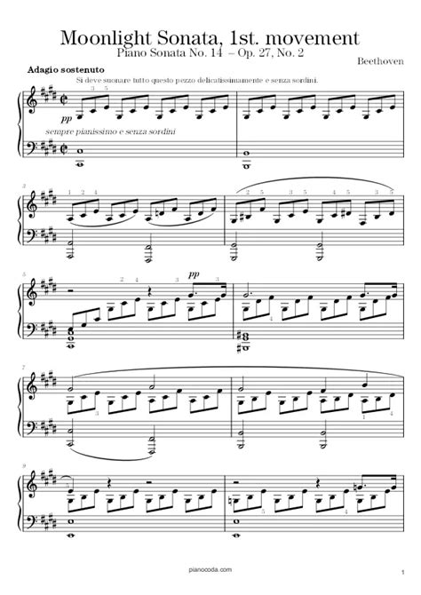 Moonlight Sonata Free Sheet Music Moonlight Sonata