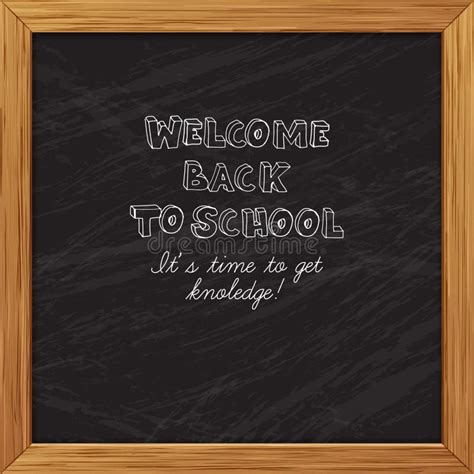 Black Blackboard Greeting Card Welcome Back To School With Woode Stock