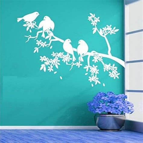 Kayra Decor Khsnt524 Bird On Tree Branch Wall Painting Stencils For