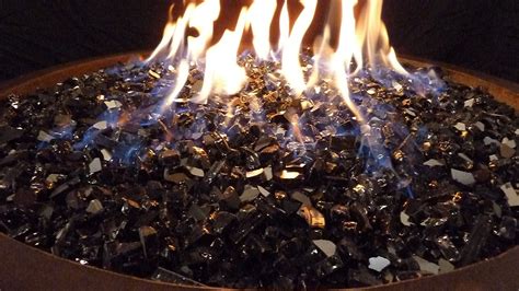 Large Black Reflective Fire Glass Flame Creation