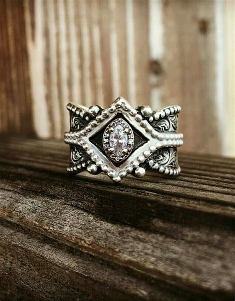 Stunning Hand Crafted Sterling Silver Diamond Ring Western Wedding