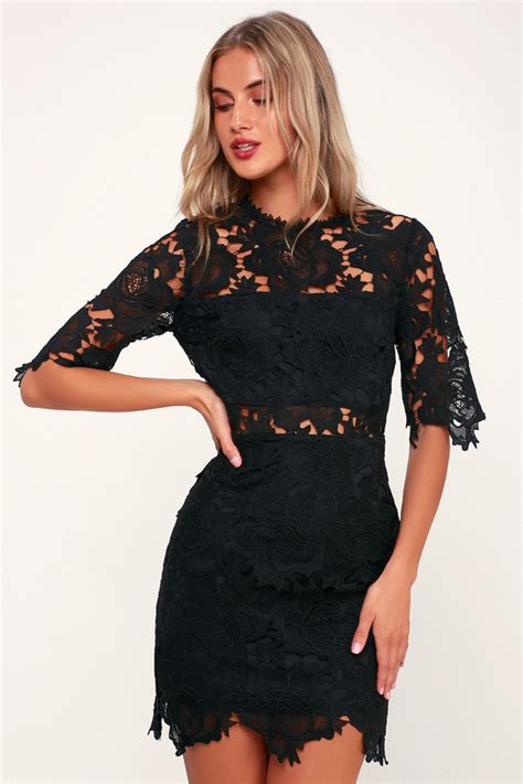 Lulus A Fine Romance Black Lace Sheath Dress ModeSens