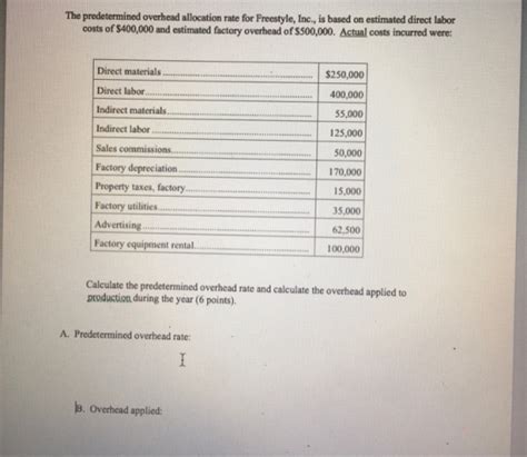 4 how to calculate the overhead budget using the rate. The predetermined overhead allocation rate for Freestyle ...