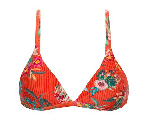 Red Floral Adjustable Triangle Bikini Top Top Wildflowers Tri Fixo