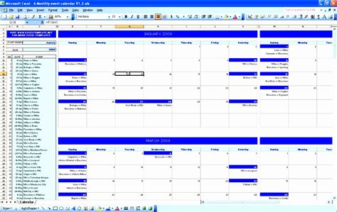 12 Calendar Of Events Template Excel Excel Templates