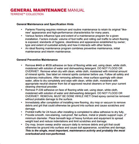 Operation Maintenance Manual Template Hq Printable Documents