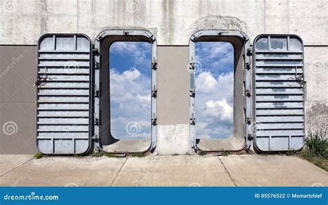 Industrial Steel Doors Stock Photo Image Of Fall Open 85576522