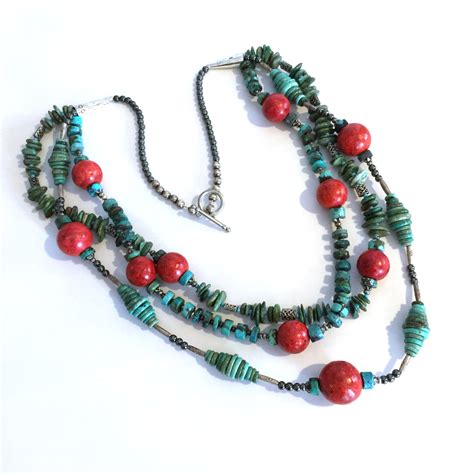 Multi Strand Turquoise Coral Necklace Needed Re Stringing It Was