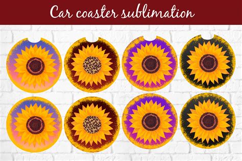 Car Coaster Sublimation Sunflower Graphic By Svetlanakrasdesign