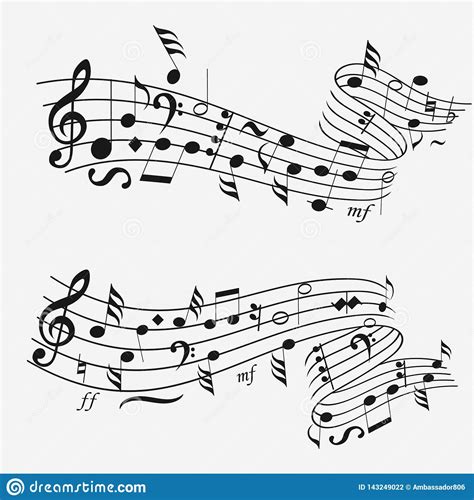 Sound Wave With Musical Notation Note Sheet Vector Background Stock