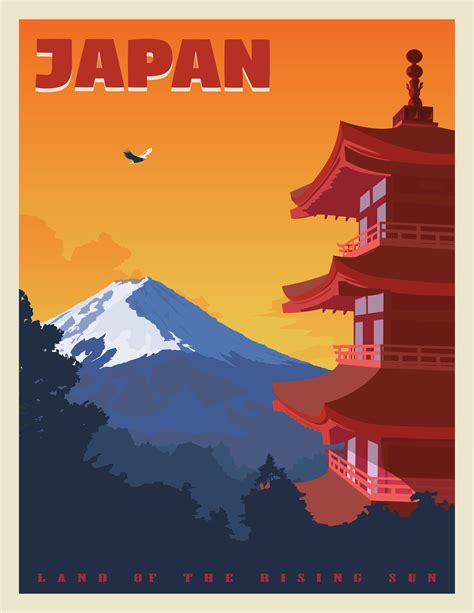 Japan Vintage Style Travel Posters Wandbilder Dekoration