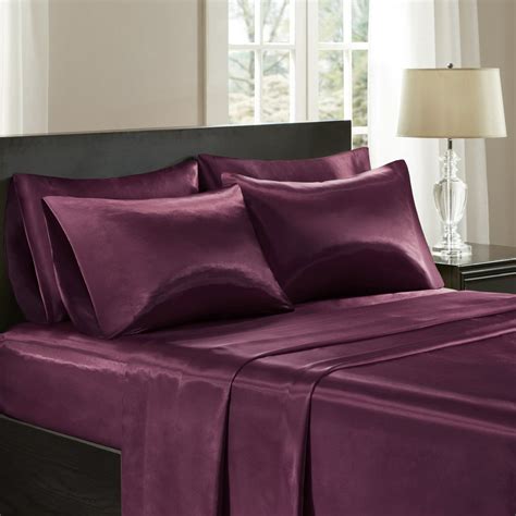 Comfort Classics Satin Wrinkle Free Luxurious 6 Piece Sheet Set Purple