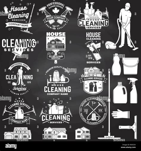 Set Of Cleaning Company Services Badge Emblem Vector Concept For