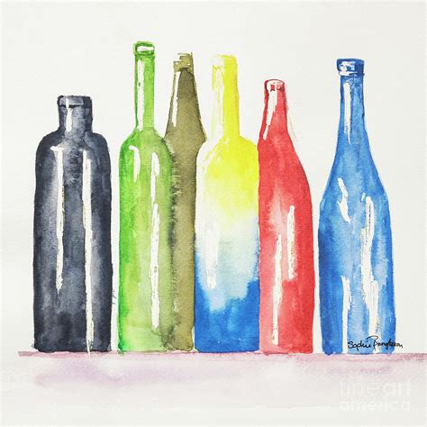 Watercolour Bottles 2 Painting By Sophie Mcaulay Fine Art America