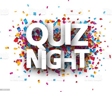 Quiz Night Sign With Colorful Confetti Stock Illustration Download