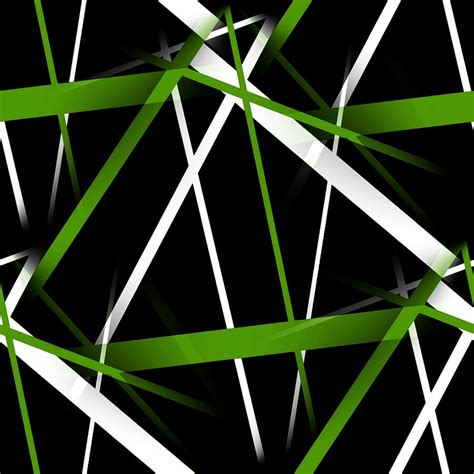 Seamless Abstract Green And White Lines On Black Pattern Digital Art By