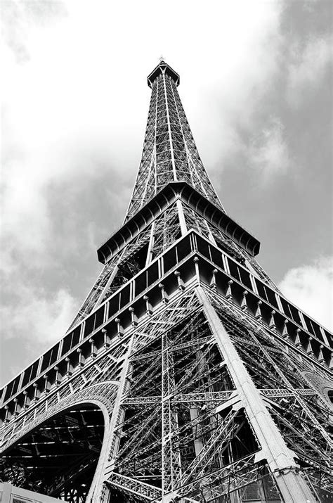 Eiffel Tower Sunlit Corner Perspective Paris France Black And White